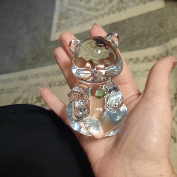 Fenton Clear Glass Birthstone Bear August Peridot - Picture 1 of 7